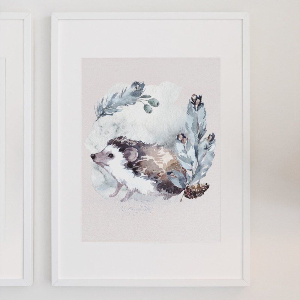 Watercolor Hedgehog Wall Art Print Poster Unframed - Picture 4 of 17